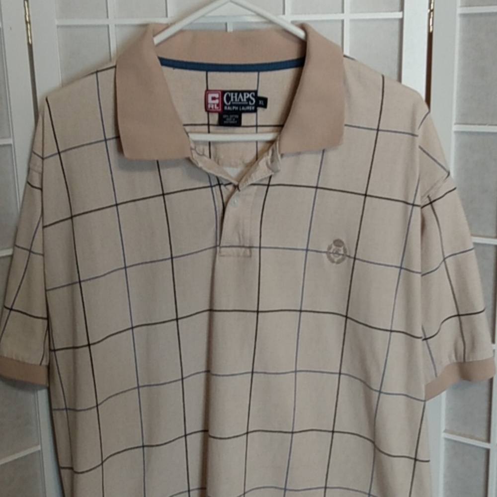 *Chaps Ralph Lauren Polo Shirt Men's‎ XL Collared Short Sleeves Checkered